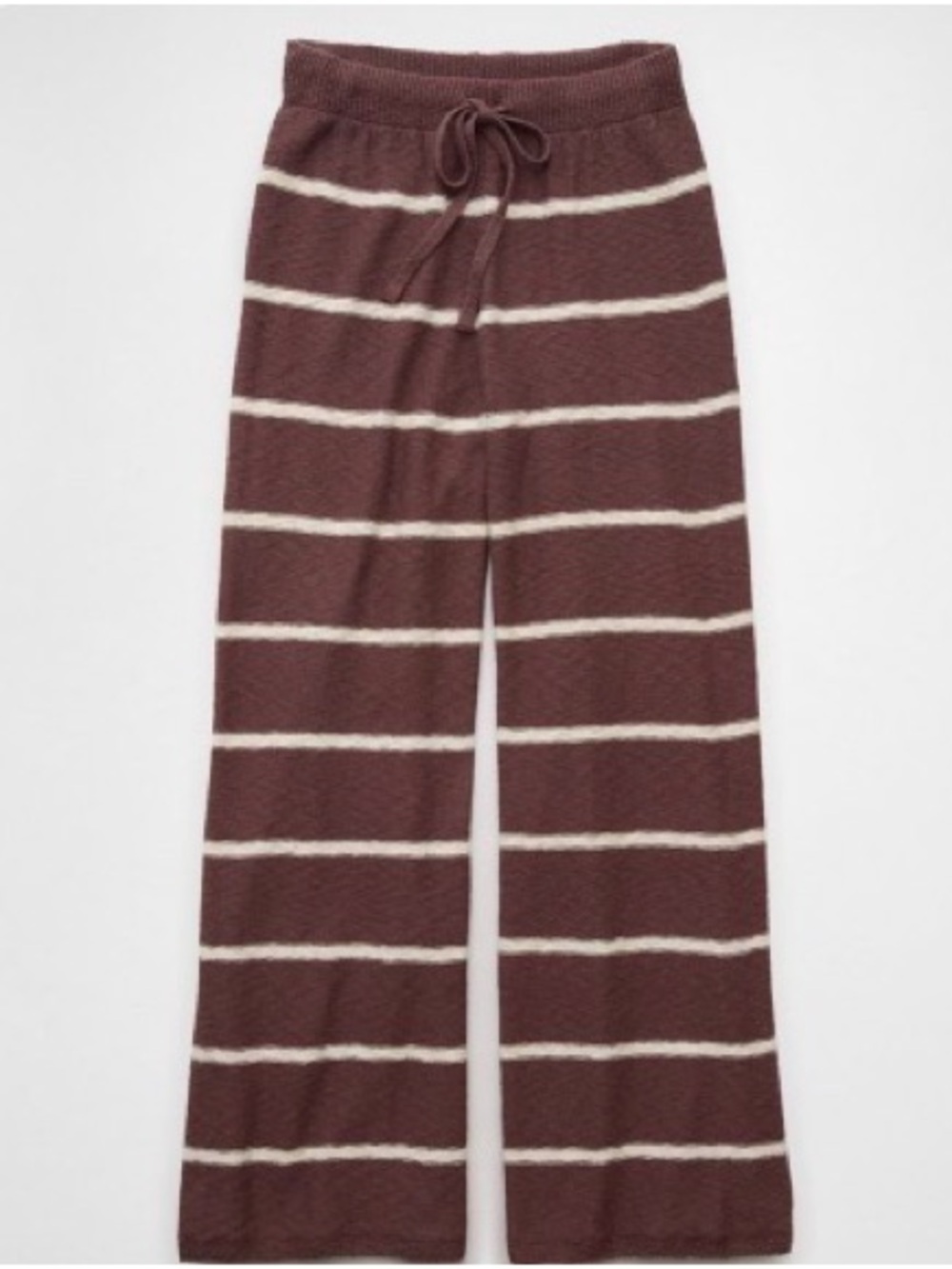 American Eagle Outfitters Maroon and White Striped Wide-Leg Lounge Pants